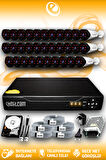 ELITCAM 32 Kameralı Uzay 32 Dış Kamera Set 100 GB HDD Full HD Gece Görüşlü Güvenlik Kamerası Sistemi
