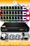 ELITCAM 24 Kameralı Zebra 24 Dış Kamera Set 320 GB HDD Full HD Renkli Gece Görüşlü Güvenlik Kamerası Sistemi