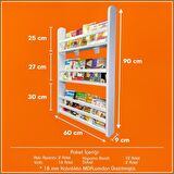 Emdief Home Çocuk Odası Eğitici Montessori Kitaplık 3 Raflı Bebek Odası Kitap