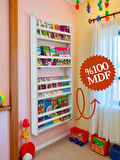 Carmen 4 Raflı Montessori Kitaplık - Çocuk Odası İçin Kendin Yap Kitaplığı - MDF 5 Bölmeli Duvara Asılan Bebek Odası Kitaplık