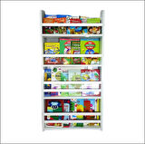 Carmen 4 Raflı Montessori Kitaplık - Çocuk Odası İçin Kendin Yap Kitaplığı - MDF 5 Bölmeli Duvara Asılan Bebek Odası Kitaplık