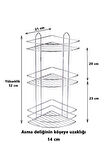 Yapışkanlı Banyo Köşeliği Düzenleyici Şampuanlık Duş Rafı Krom EK-03
