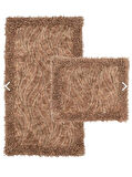 Banyo Paspası Setı, Makarna, Ayak Havlusu STONE WASH 2Lİ 60x100 50x60 Cm KAHVERENGİ