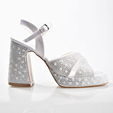 EK Merve 9530 Kadın Taşlı Kalın Platform Topuklu Ayakkabı