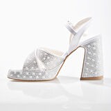 EK Merve 9530 Kadın Taşlı Kalın Platform Topuklu Ayakkabı