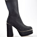 Guja 25K108 Kadın Platform Topuku Taşlı Streç Çizme