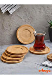 6 Adet Yuvarlak Bambu Çay Tabağı, Bardak Altlığı, Fincan Tabağı