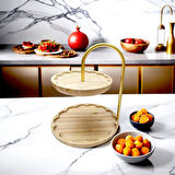 Bambu 2 Katlı Stant, Sunum Standı , Çift Katlı Sunumluk, Dekoratif Stant, Sunum Seti