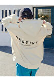 Destıny Tasarım Baskılı Sweatshirt Ekru