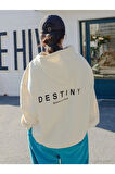 Destıny Tasarım Baskılı Sweatshirt Ekru