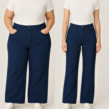 36-50 BEDEN ARALIĞI KADIN JEANS- GENİŞ PAÇA LİKRALI ESNEK KOT PANTOLON