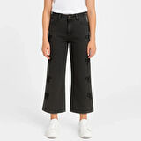 KIZ ÇOCUK JEANS- PAPYON DESENLİ GENİŞ PAÇA ESNEK KOT PANTOLON