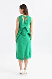 Bisiklet Yaka Sırt Detaylı Alt Üst İkili Yeşil Elbise