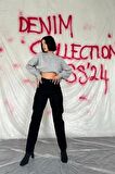 Boru Paça Jeans Pantolon - Siyah