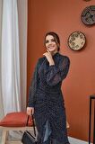 Balık Şifon Elbise - Siyah