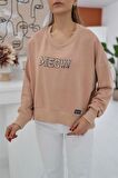 Baskılı Sweatshirt - Bej