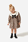 Kız Bebek Elbise Kız Çocuk Elbise Leopar Doğum Günü Parti Düğün Özel Gün Uzun Kol Astarlı Elbise