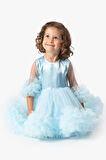 Kız Bebek Elbise Kız Çocuk Elbise Doğum Günü Parti Düğün Tütü Tüllü Uzun Kollu Astarlı Elbise