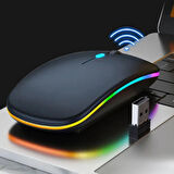 KABLOSUZ BLUETOOTH RGB LED'li SESSİZ MOUSE (FARE) | ŞARJ EDİLEBİLİR | ERGONOMİK TASARIM