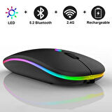 KABLOSUZ BLUETOOTH RGB LED'li SESSİZ MOUSE (FARE) | ŞARJ EDİLEBİLİR | ERGONOMİK TASARIM