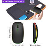 KABLOSUZ BLUETOOTH RGB LED'li SESSİZ MOUSE (FARE) | ŞARJ EDİLEBİLİR | ERGONOMİK TASARIM