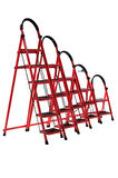 Elmas Serisi Carnaval 6’lı Ev Tipi Katlanır Merdiven – Kırmızı, Kaymaz, Hafif, Dayanıklı