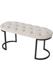 Elisse Krem Puf Metal Ayaklı Kapitoneli Model Oval Bench