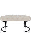 Elisse Krem Puf Metal Ayaklı Kapitoneli Model Oval Bench
