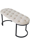 Elisse Krem Puf Metal Ayaklı Kapitoneli Model Oval Bench