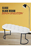 Elisse Beyaz Puf Metal Ayaklı Kapitoneli Model Oval Bench