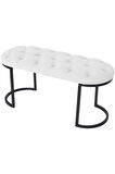 Elisse Beyaz Puf Metal Ayaklı Kapitoneli Model Oval Bench