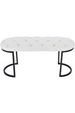 Elisse Beyaz Puf Metal Ayaklı Kapitoneli Model Oval Bench
