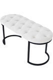 Elisse Beyaz Puf Metal Ayaklı Kapitoneli Model Oval Bench