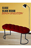 Elisse Bordo Puf Metal Ayaklı Kapitoneli Model Oval Bench