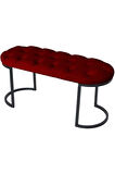 Elisse Bordo Puf Metal Ayaklı Kapitoneli Model Oval Bench