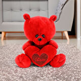 Peluş Ayıcık Kalp Tutan 35 CM Kırmızı
