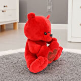 Peluş Ayıcık Kalp Tutan 35 CM Kırmızı