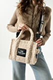 Elizan Kolon Askılı The Tote Modern Bej Peluş Kadın Çantası
