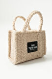 Elizan Kolon Askılı The Tote Modern Bej Peluş Kadın Çantası