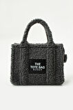 Elizan Kolon Askılı The Tote Modern Gri Peluş Kadın Çantası