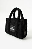 Elizan Kolon Askılı The Tote Modern Siyah Peluş Kadın Çantası