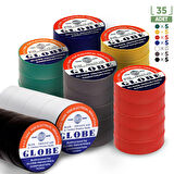 GLOBE PVC ELEKTRİK İZOLASYON BANT  "0.13x19x10Yrds"  (35'li HER RENK 5 ADET)