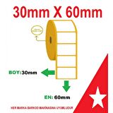 EMBA 30x60 Termal Barkod Etiketi 500 Lü Sarım (Tekli)