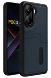 Teleplus Xiaomi Poco X7 Pro Kılıf Kartlıklı Slots PU Deri Sara Kapak