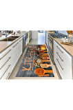 Kitchen Desenli Dijital Baskı Yıkanabilir Pamuk Taban Mutfak Halısı