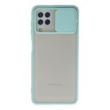 Samsung Galaxy A22 Kılıf Palm Buzlu Kamera Sürgülü Silikon - Turkuaz