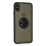 Apple İphone Xs Max Kılıf Montreal Yüzüklü Silikon Kapak - Siyah