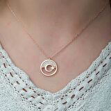 925 Ayar Gümüş Rose Ay Yıldız Kadın Gümüş Kolye