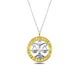 ​925 Ayar Gümüş Gold Terazi Burcu Gümüş Kolye