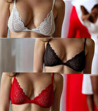 Romantik Serisi Dantelli Bralet Sütyen 3lü Set Büyük Bedenli